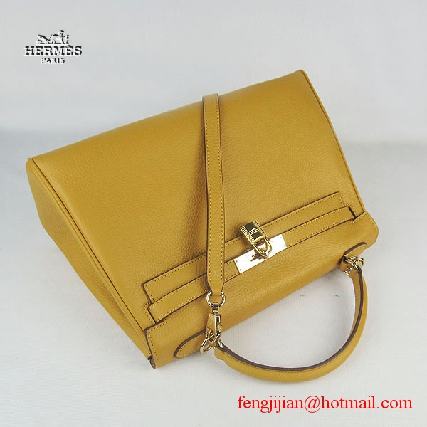 Hermes Kelly 32cm Togo Leather Bag Yellow 6108 Gold Hardware Hermes Kelly 32cm Togo Leather Bag Yellow 6108 Gold Hardware